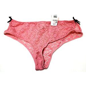 Jezebel Pink Bikini Panties Size 6 / M Medium 83% Nylon 90186P Floral Lace New